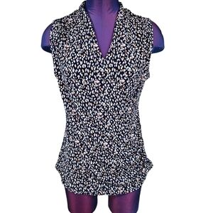NWOT‎ 41 Hawthorn Navy Benni Faux Wrap Top Moss Crepe Knit Size Medium Petite U2